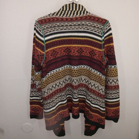 Maurices Multicolor AZTEC Open Front Draped Cardigan Sweater Women's Size Large - Picture 4 of 7